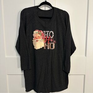 Retro Santa Graphic 3/4 sleeve v neck dark grey size 2x